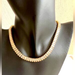 Gold tone cubic zirconia Minimalist Necklace with Delicate extending Chain